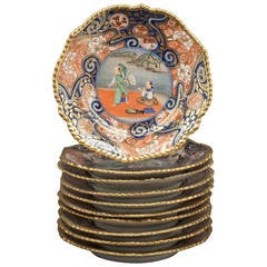 Set of Ten Bohemian Porcelain Dessert Plates 5