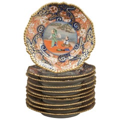 Antique Set of Ten Bohemian Porcelain Dessert Plates