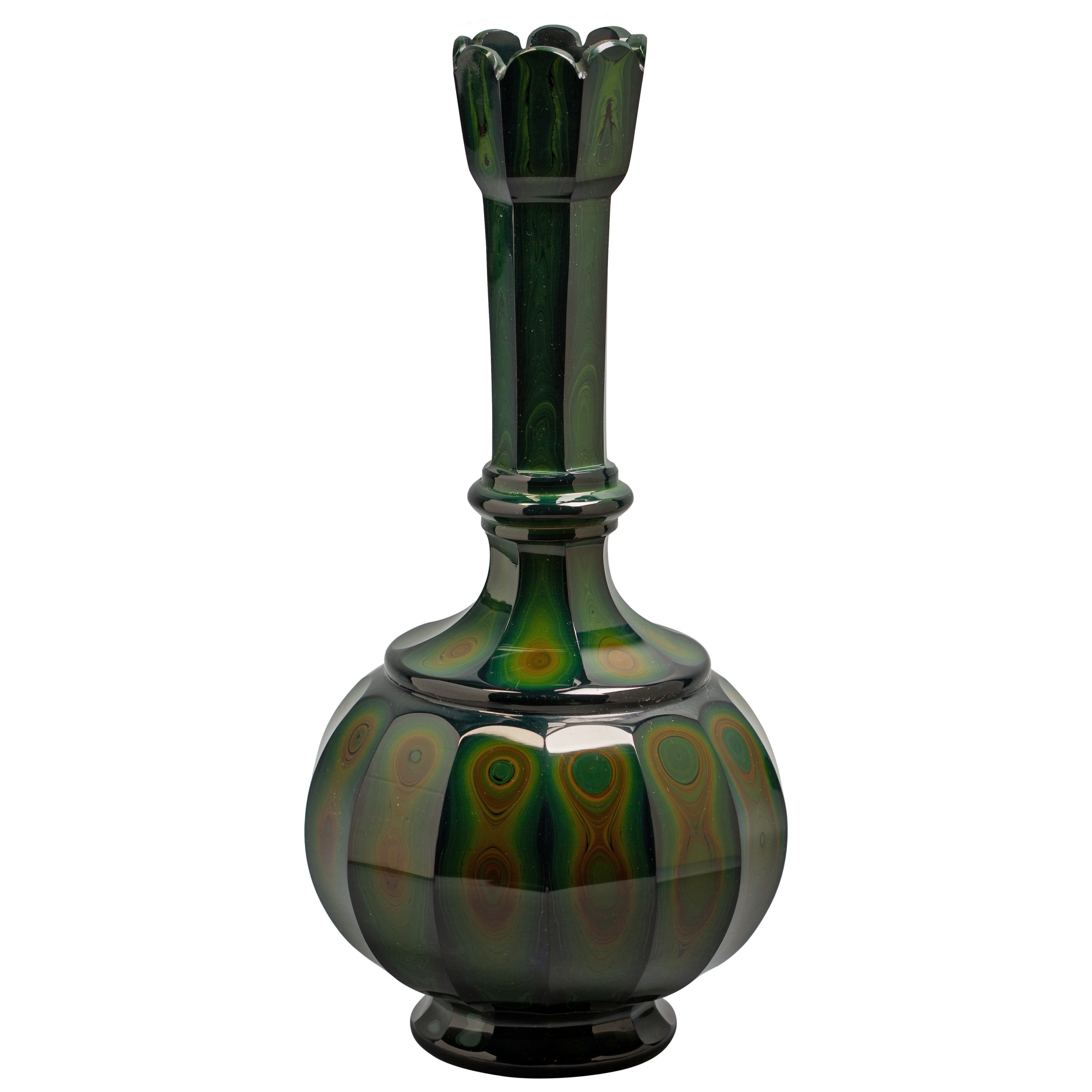 Bohemian Lithyalin Glass Vase, circa 1840 For Sale