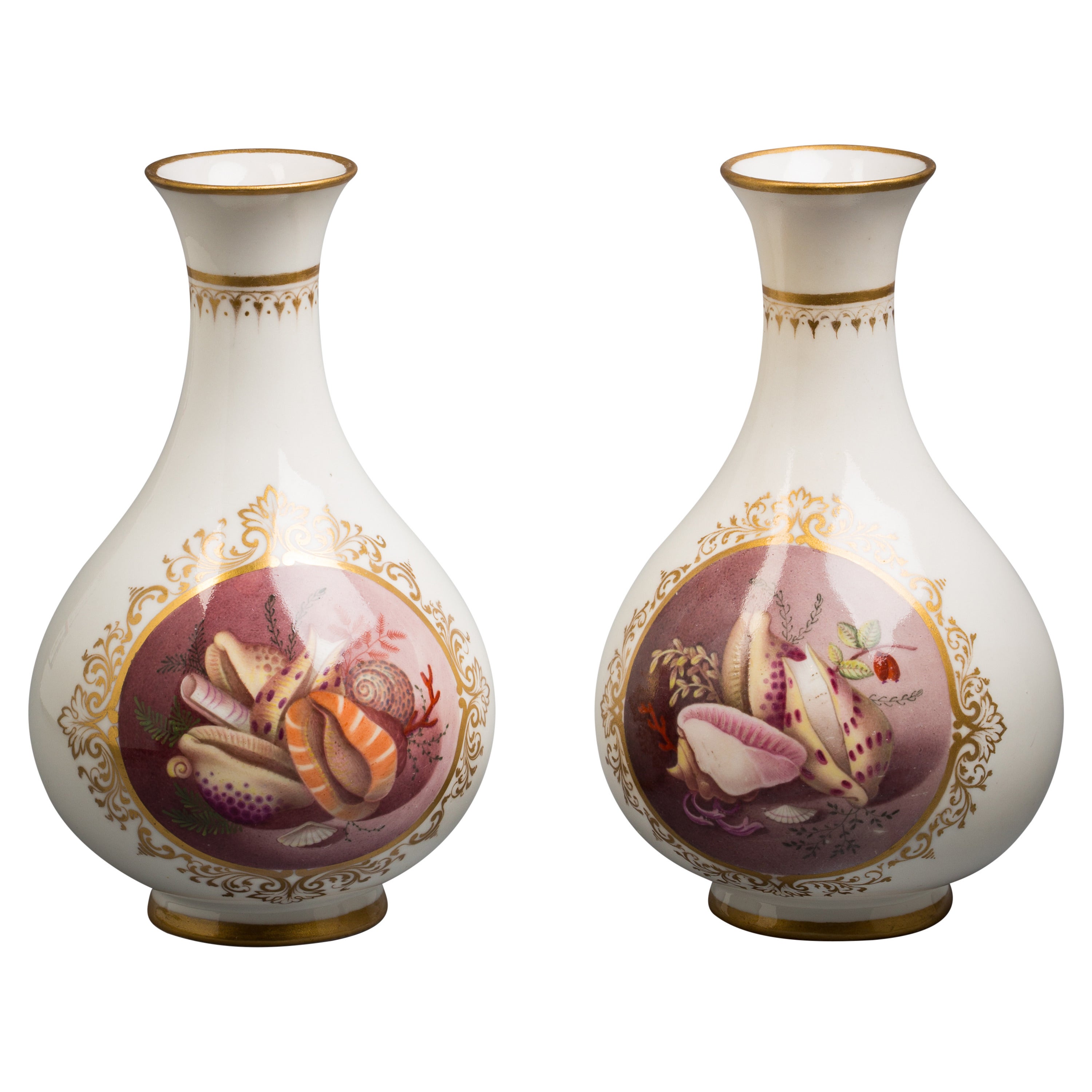 Coppia di vasi in porcellana inglese, Worcester Kerr & Binns, circa 1860