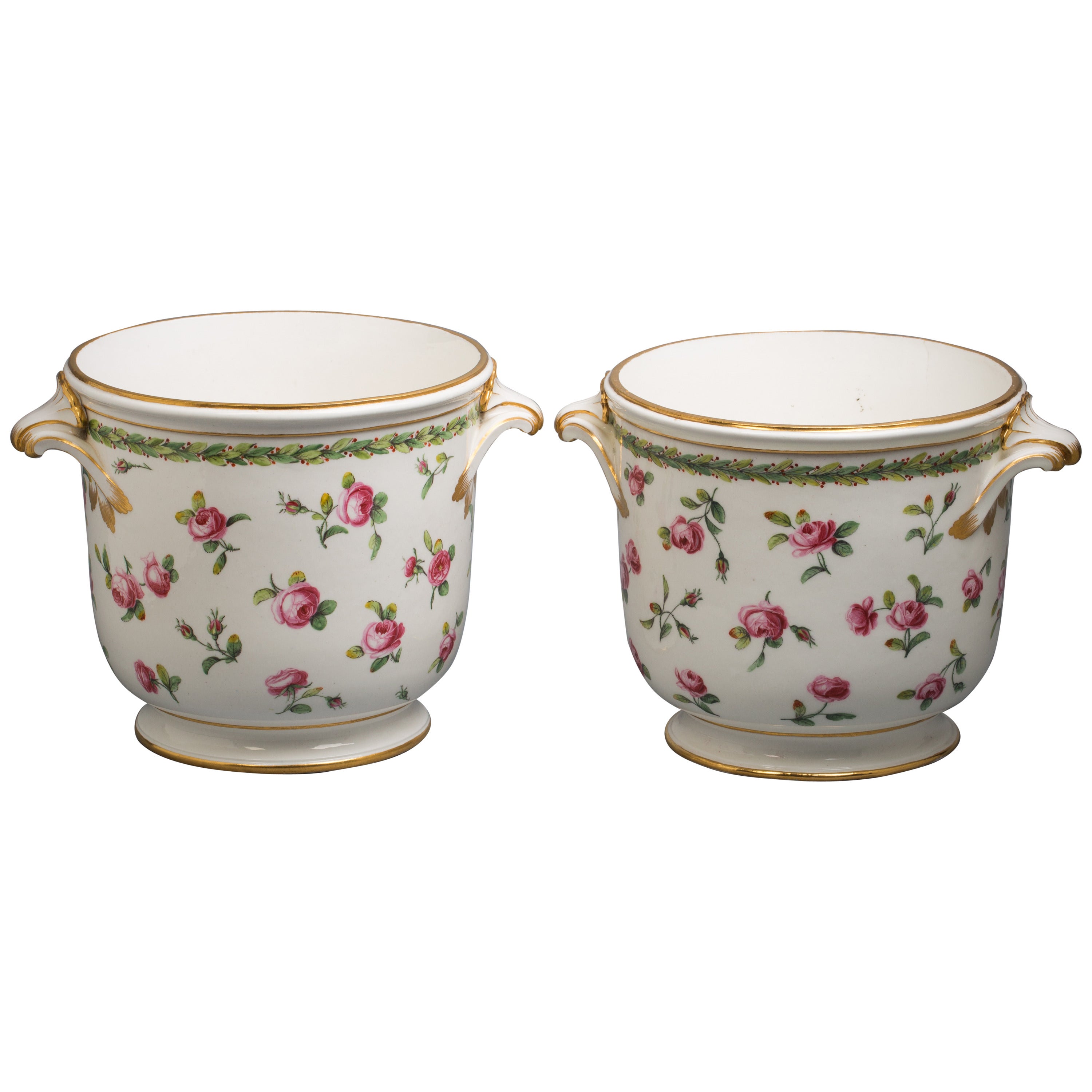 Pair of French Porcelain Wine Coolers, Sevres, circa 1776 For Sale