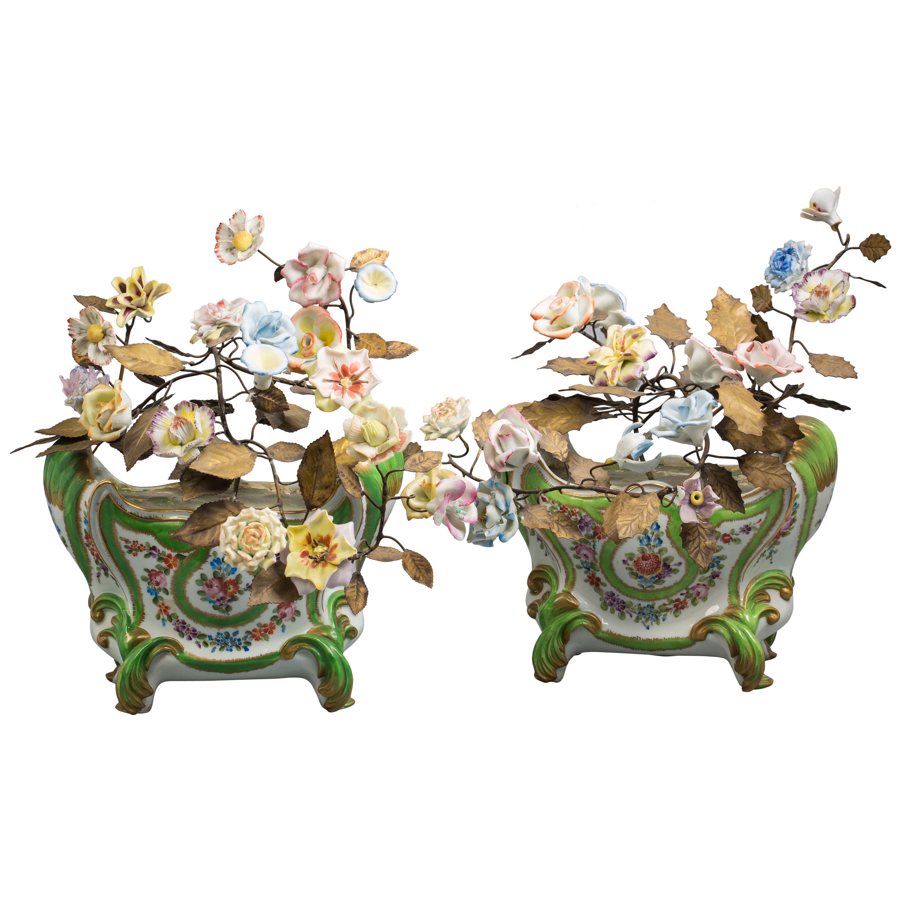 Pair of French Porcelain Cachepots, circa 1860