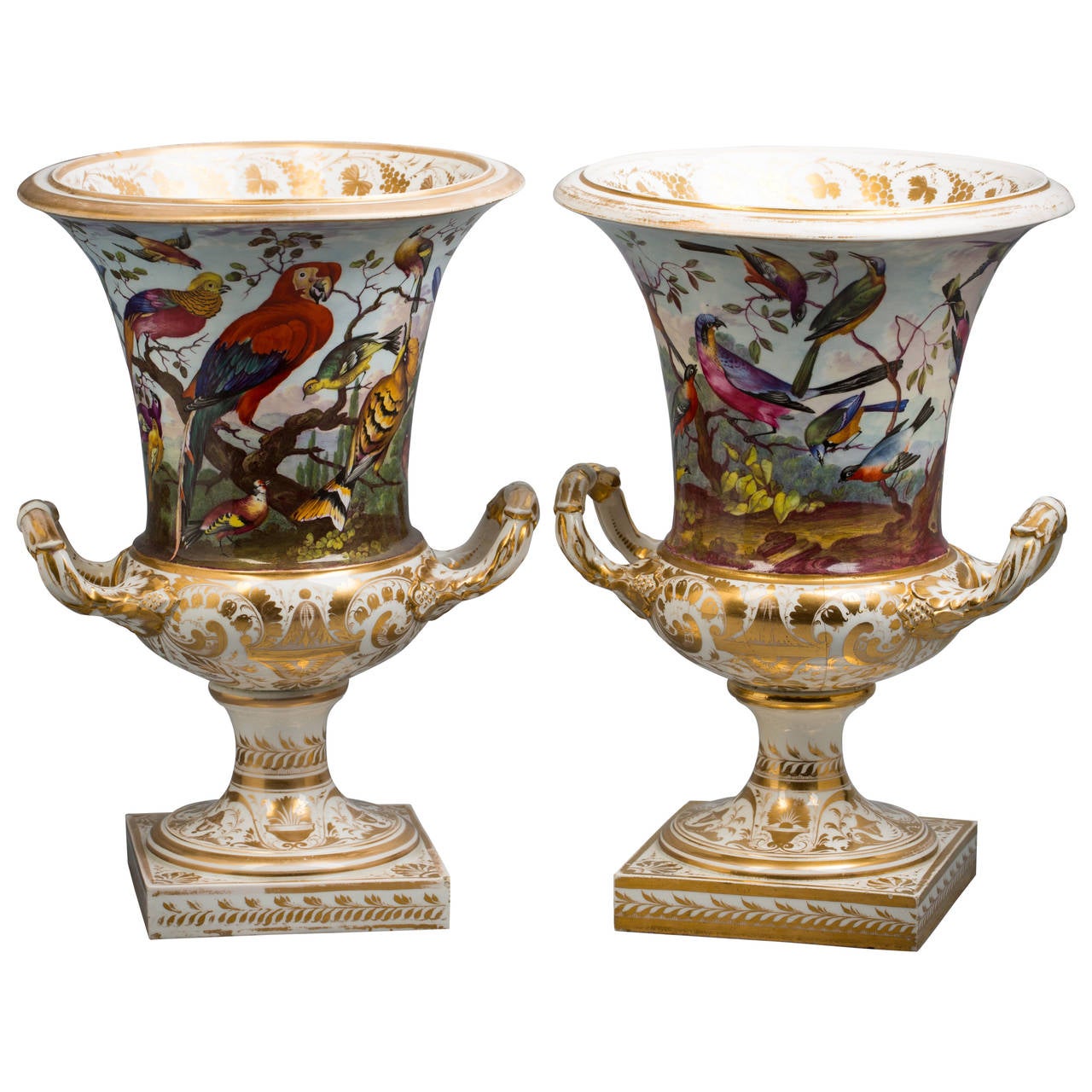 Pair of English Derby Porcelain Vases, circa 1820 For Sale at 1stdibs