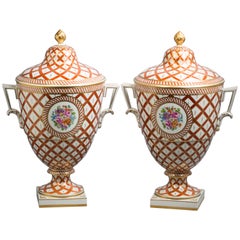 Pair of German Porcelain Covered Vases, Dresden, circa 1920