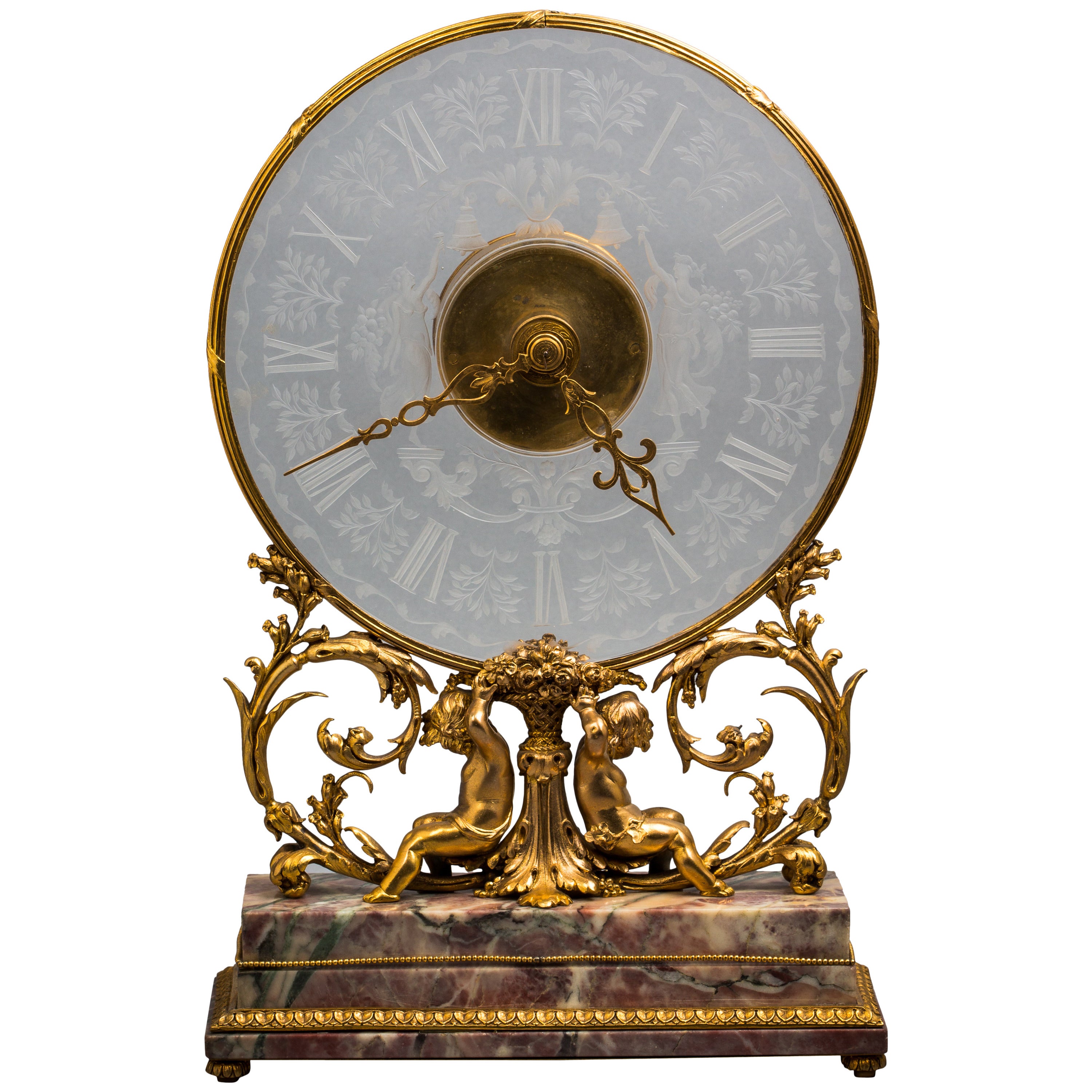 Horloge en bronze et cristal, E.F. Caldwell Co, New York, datant d'environ 1900 en vente