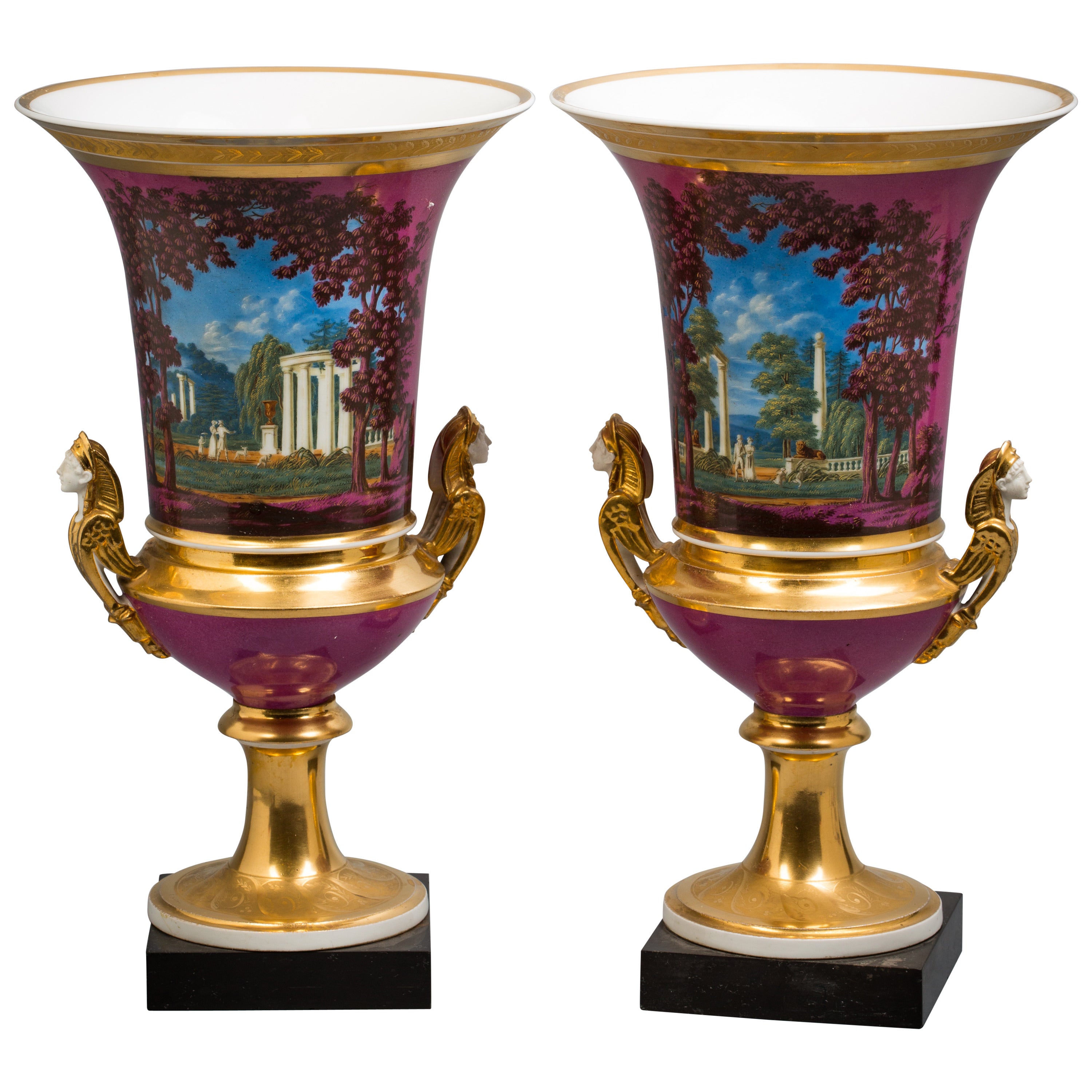 Pair of Paris Porcelain Vases, circa 1820