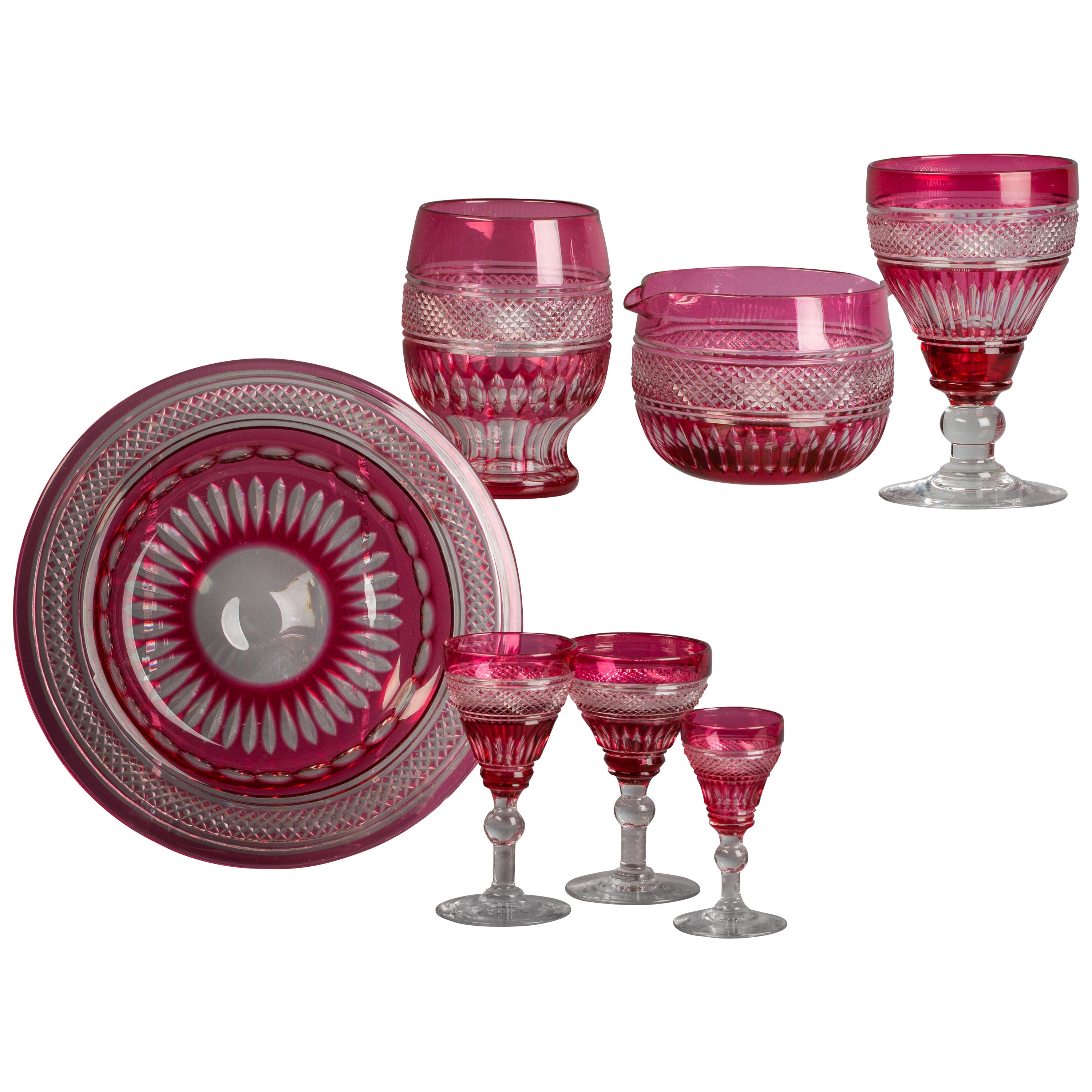 Cranberry Glass Service, Bohemian, circa 1900