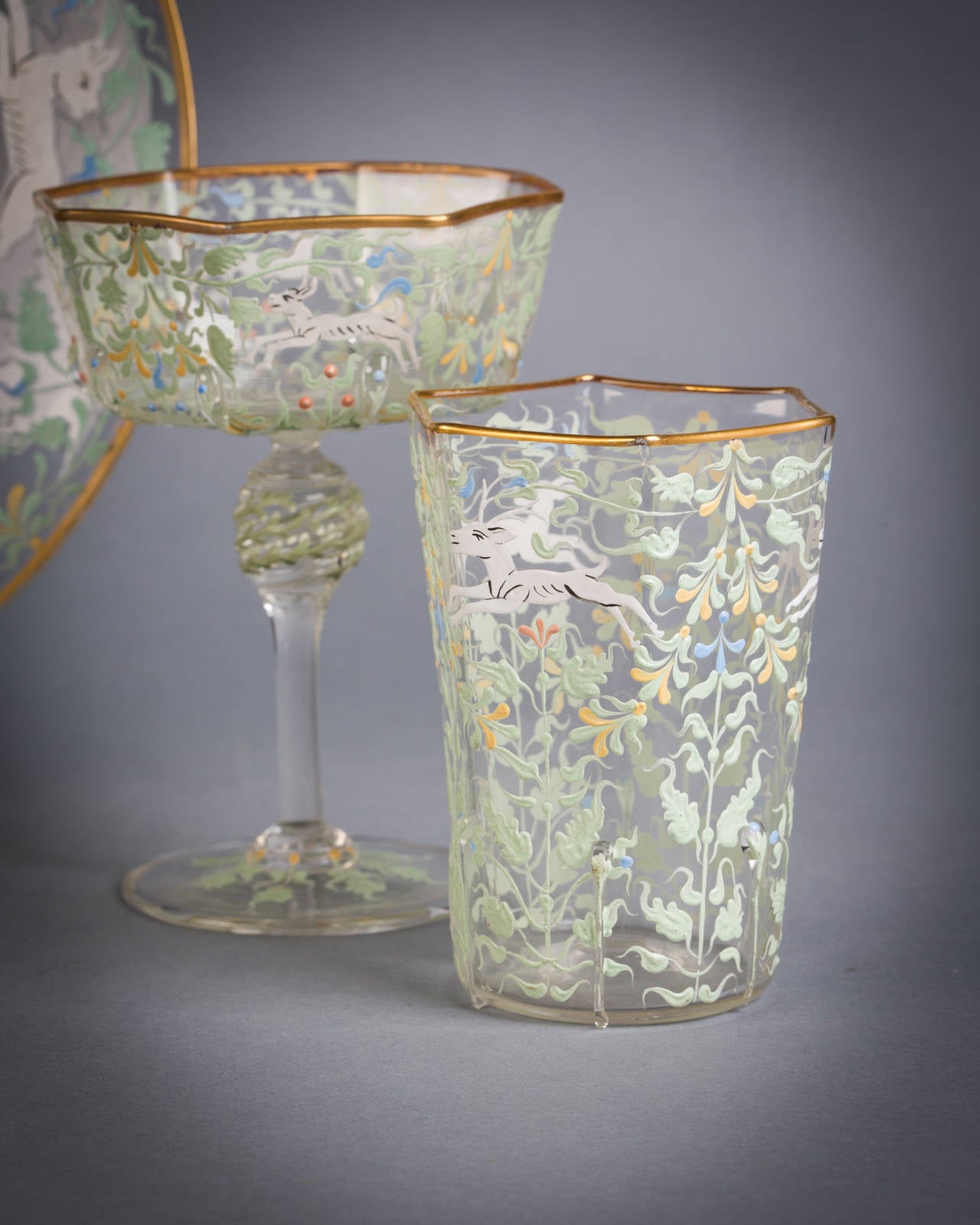 Enamel Glass Table Service, Early 20th Century In Good Condition In New York, NY