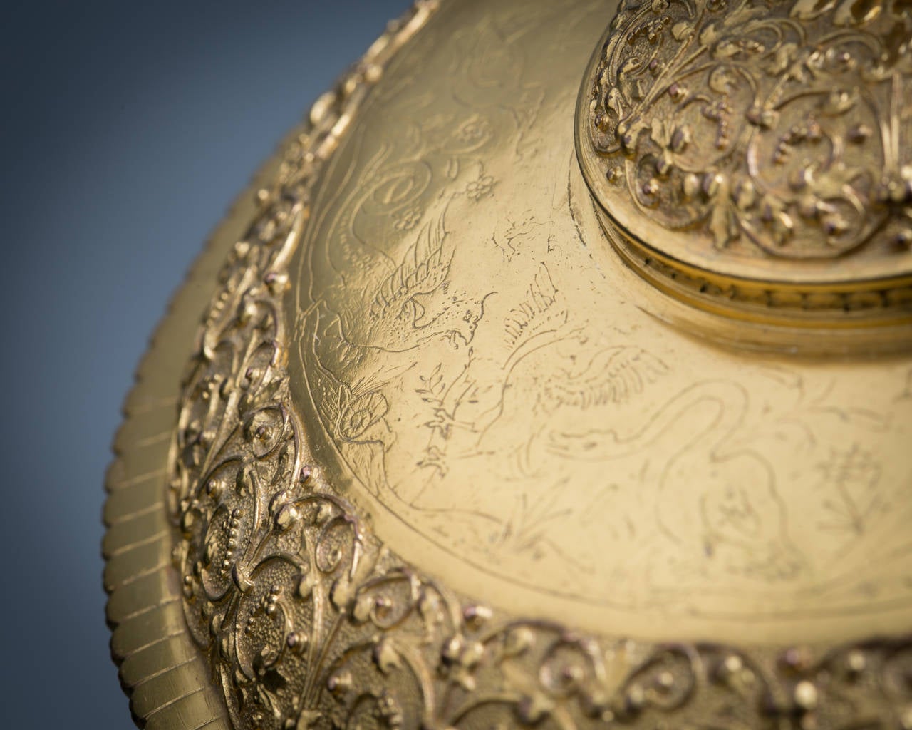 Pair of Large English Gilt Metal Standing Cups and Covers, circa 1890 For Sale 1