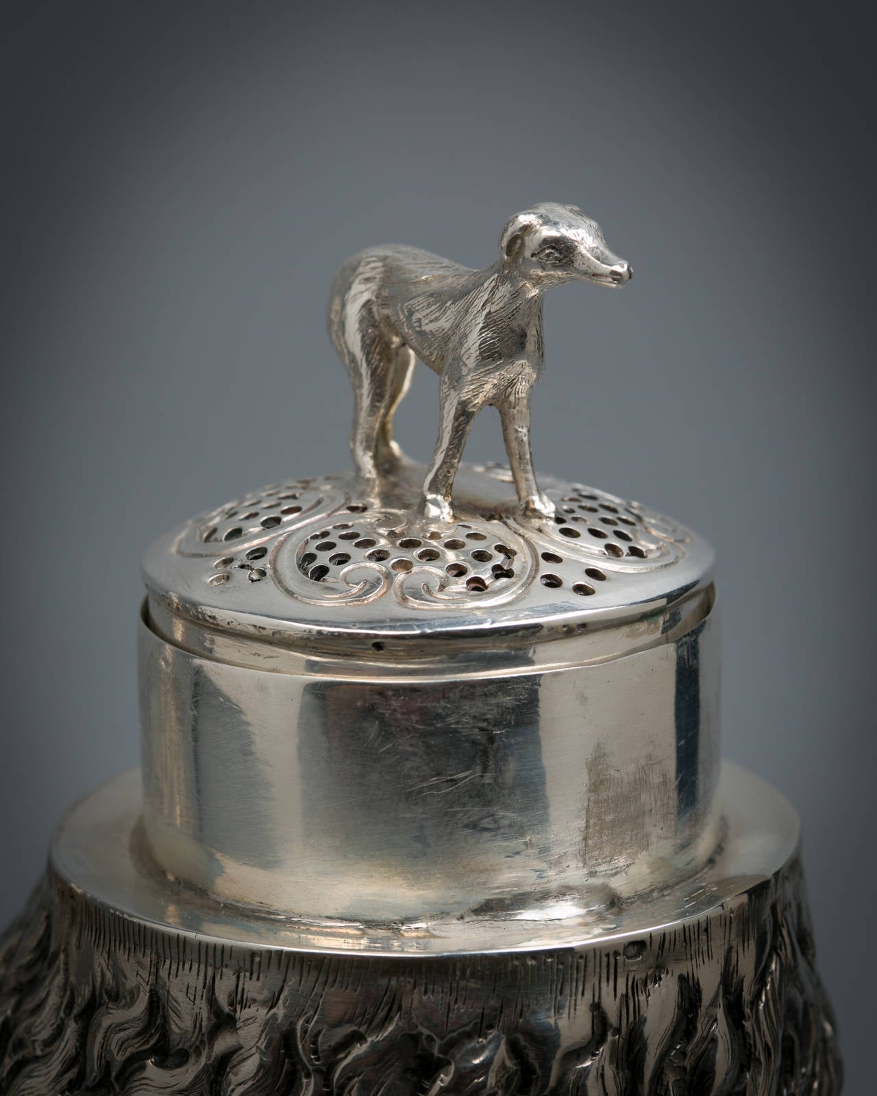 Large German Silver Cannister in the Form of a Poodle In Good Condition For Sale In New York, NY