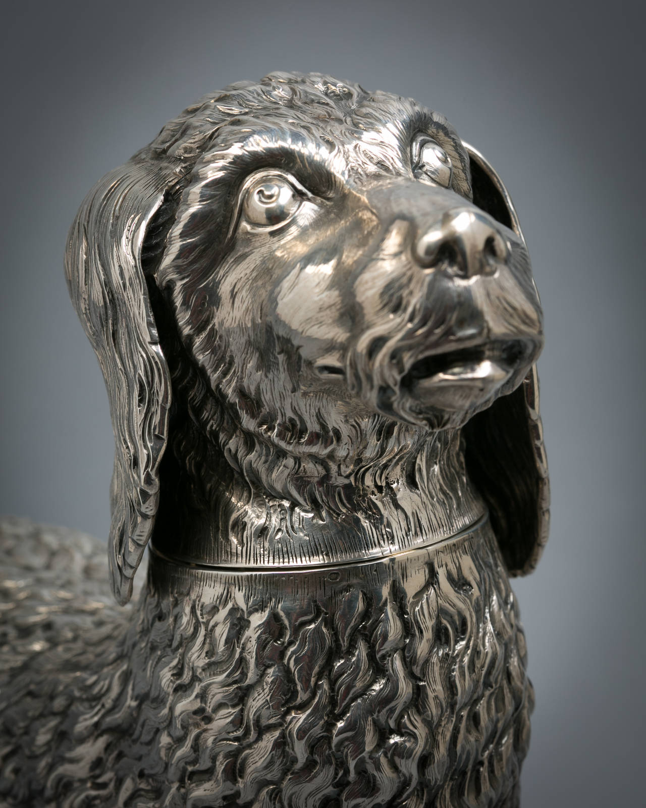 Large German Silver Cannister in the Form of a Poodle For Sale 1