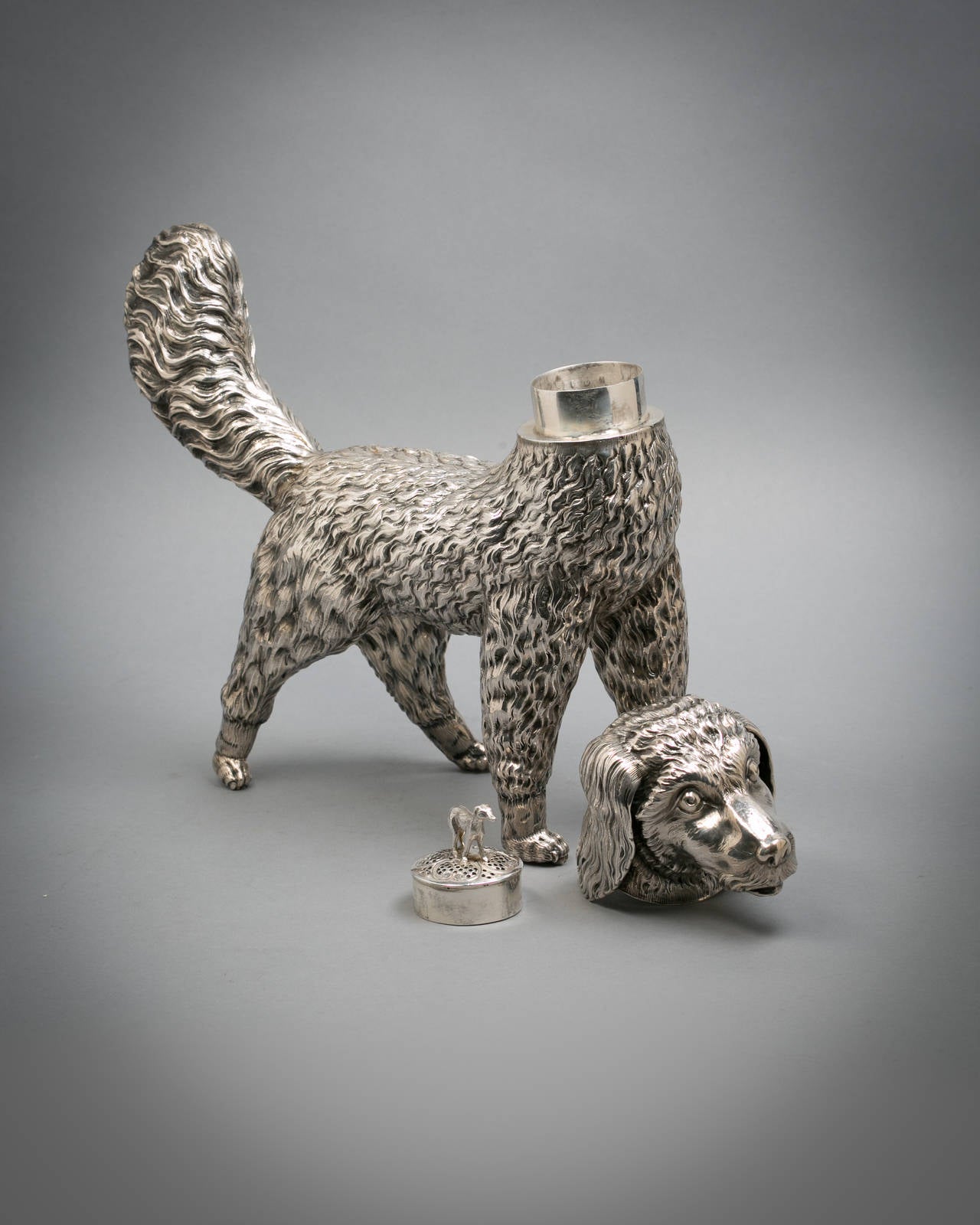 Large German Silver Cannister in the Form of a Poodle For Sale 2