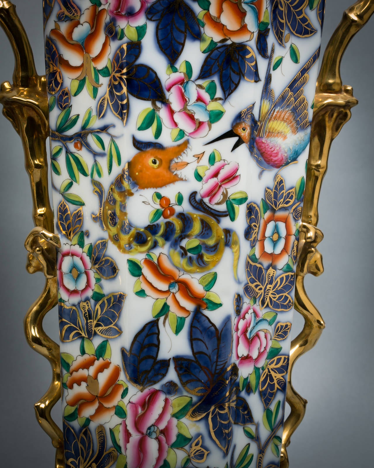 Porcelain Pair of Paris Chinoiserie Vases, Bayeux Factory, circa 1840 For Sale