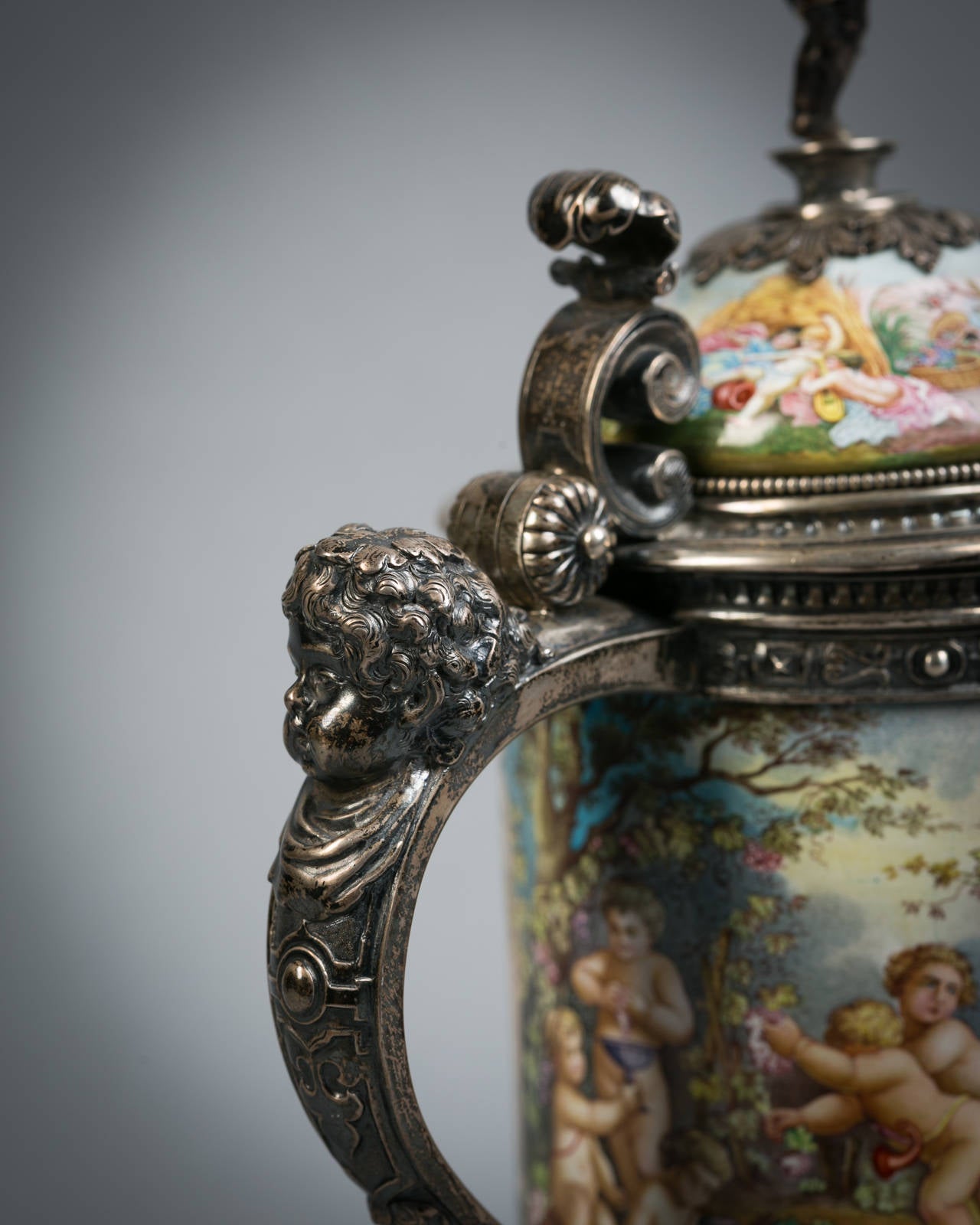 Austrian Large Vienna Silver and Enamel Tankard, circa 1875 For Sale