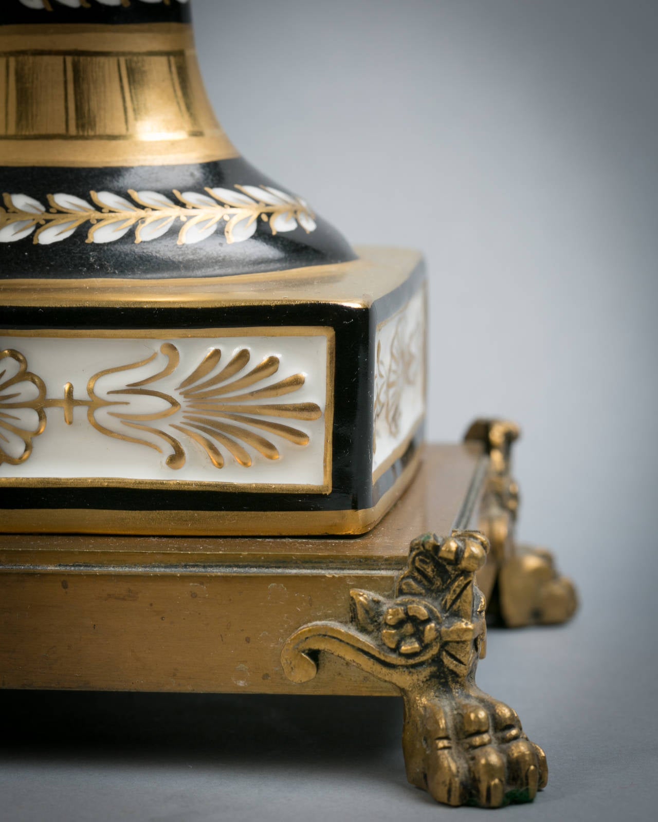 Pair of French porcelain vases mounted as lamps, circa 1910.