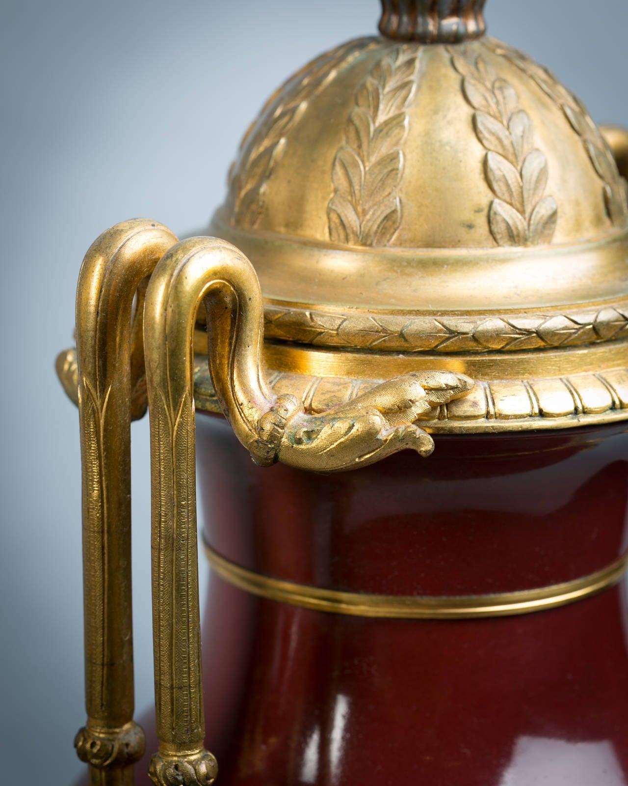Pair of Gilt Bronze Mounted Sang De Boeuf Lamps, circa 1860 In Good Condition For Sale In New York, NY