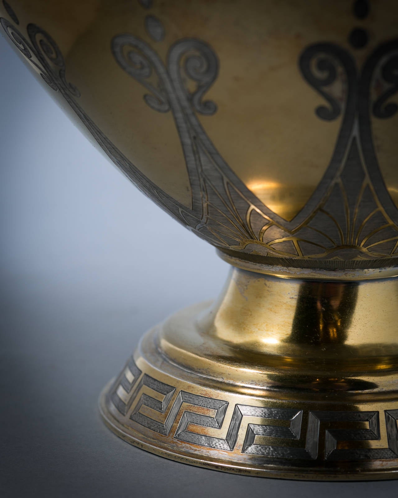 Mid-19th Century English Silver Gilt and Engraved Amphora-Form Vase For Sale