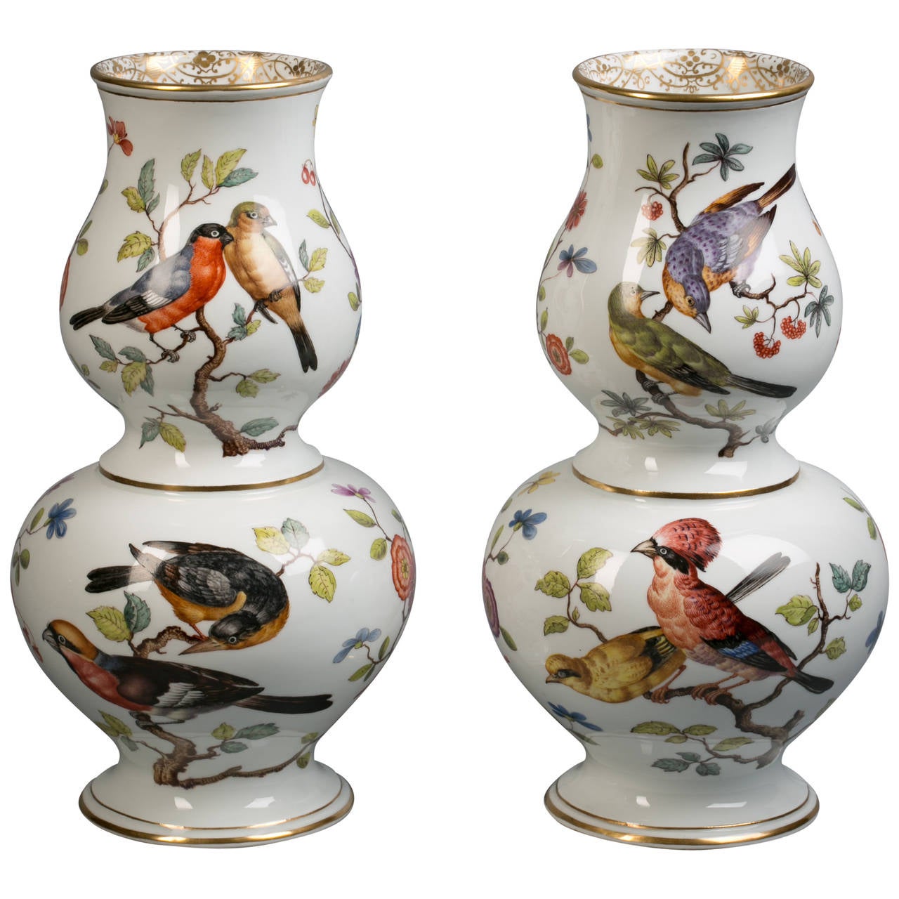 Pair of German Porcelain DoubleGourd Vases, Augustus Rex, circa 1880