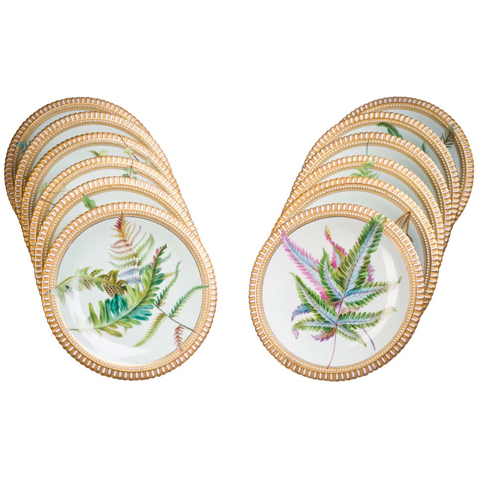 Set of 12 English Porcelain Botanical Plates, Spode, circa 1900 For ...