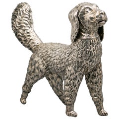 Antique Large German Silver Cannister in the Form of a Poodle