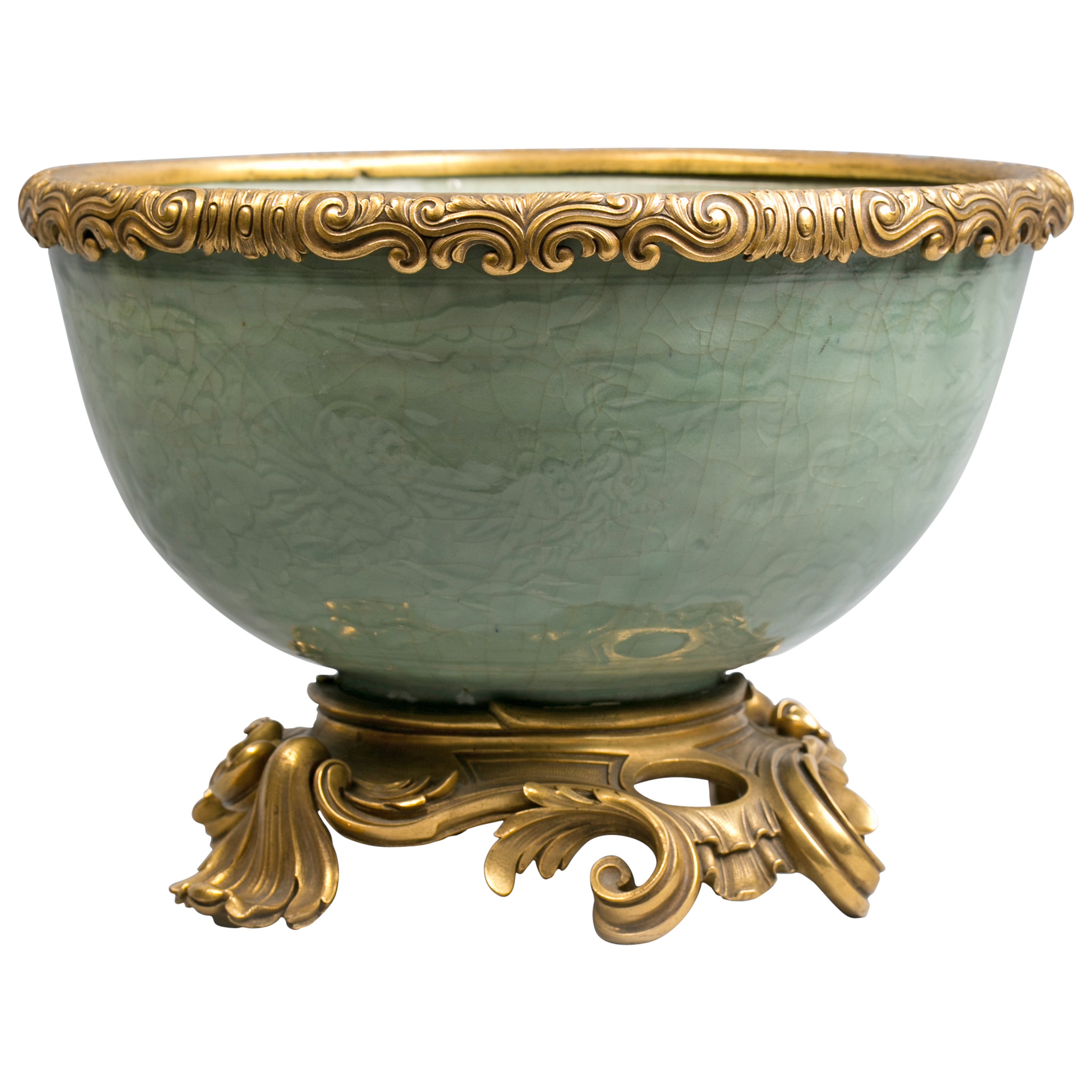 Bronze Mounted Celadon Bowl, 18th Century