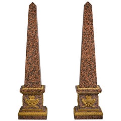 Pair of Granite and Bronze Obelisks, Late 19th Century