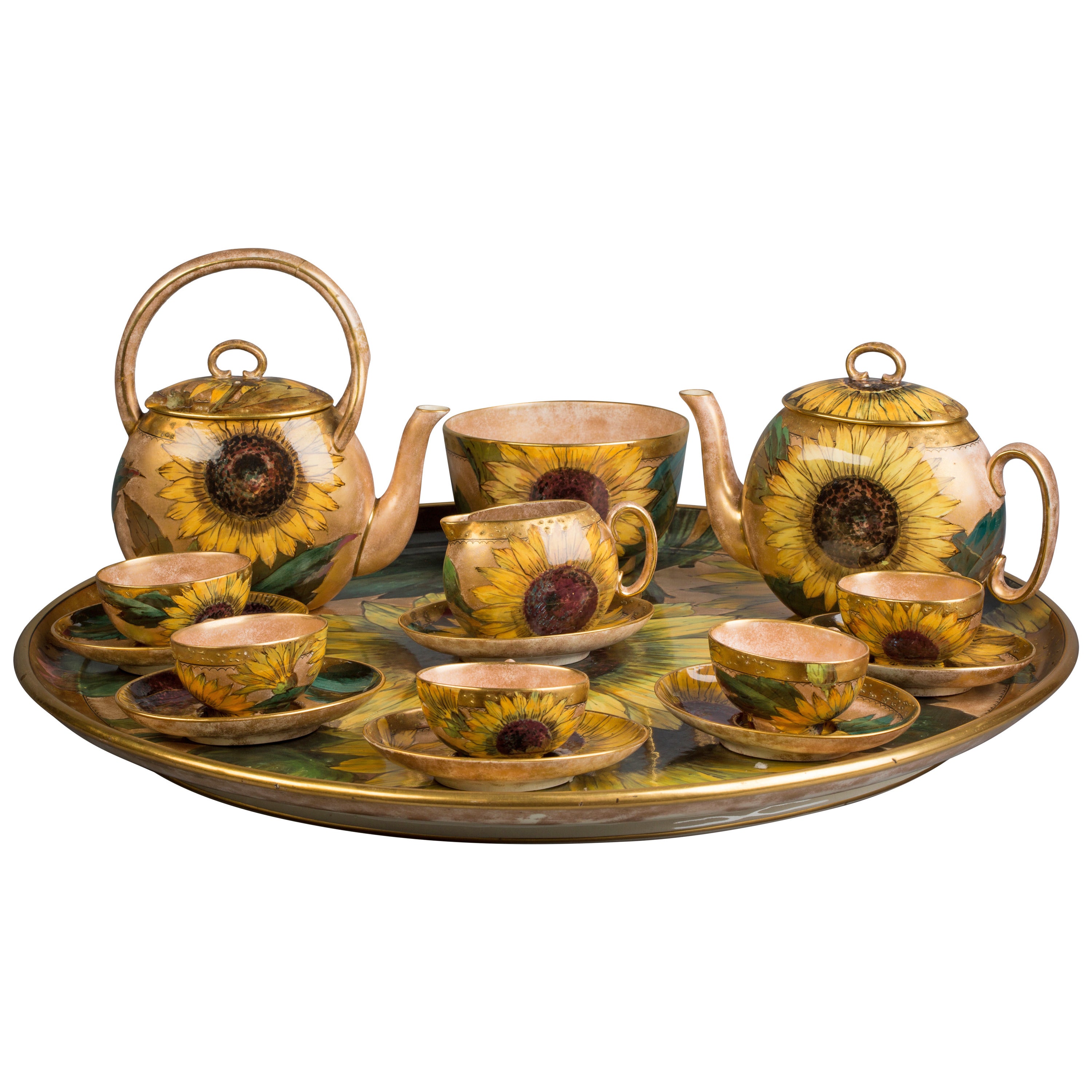 English Porcelain Part Tea Service and Tray, Pinder-Bourne, circa 1880