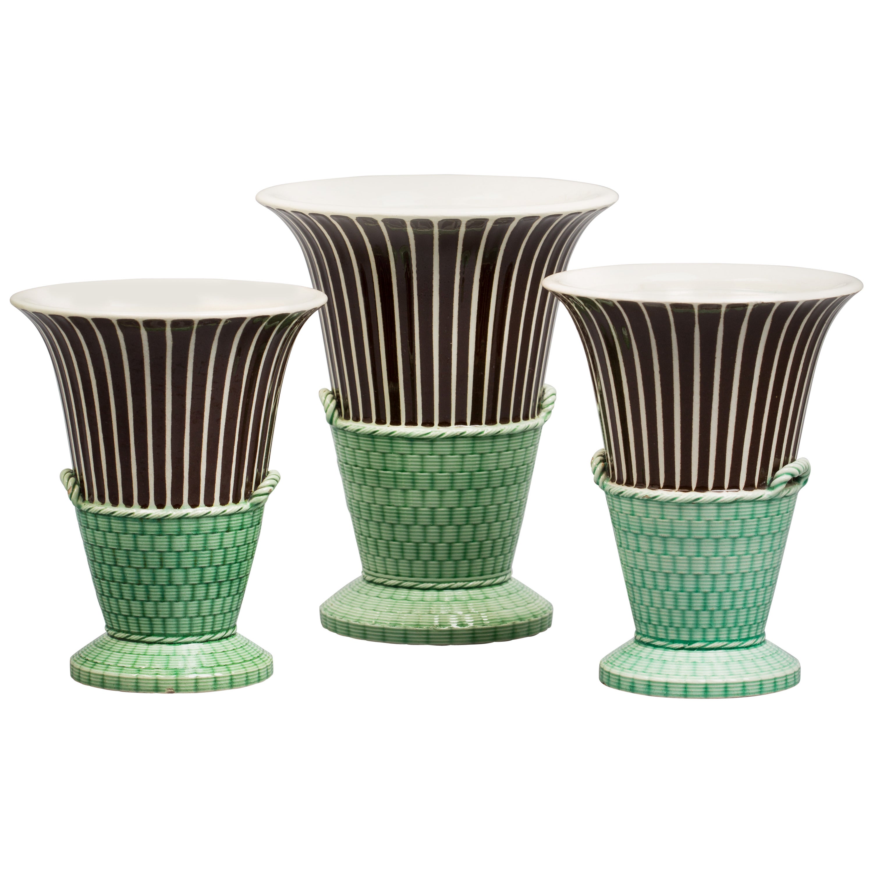 English Pearlware Three-Piece Garniture, Wedgwood, circa 1820