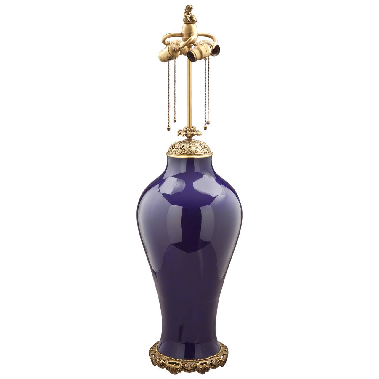BronzeMounted Cobalt Blue Porcelain Lamp, circa 1900 For Sale at 1stdibs