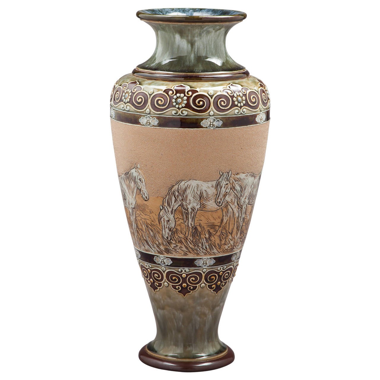 English Stoneware Vase, Royal Doulton, circa 1905 For Sale