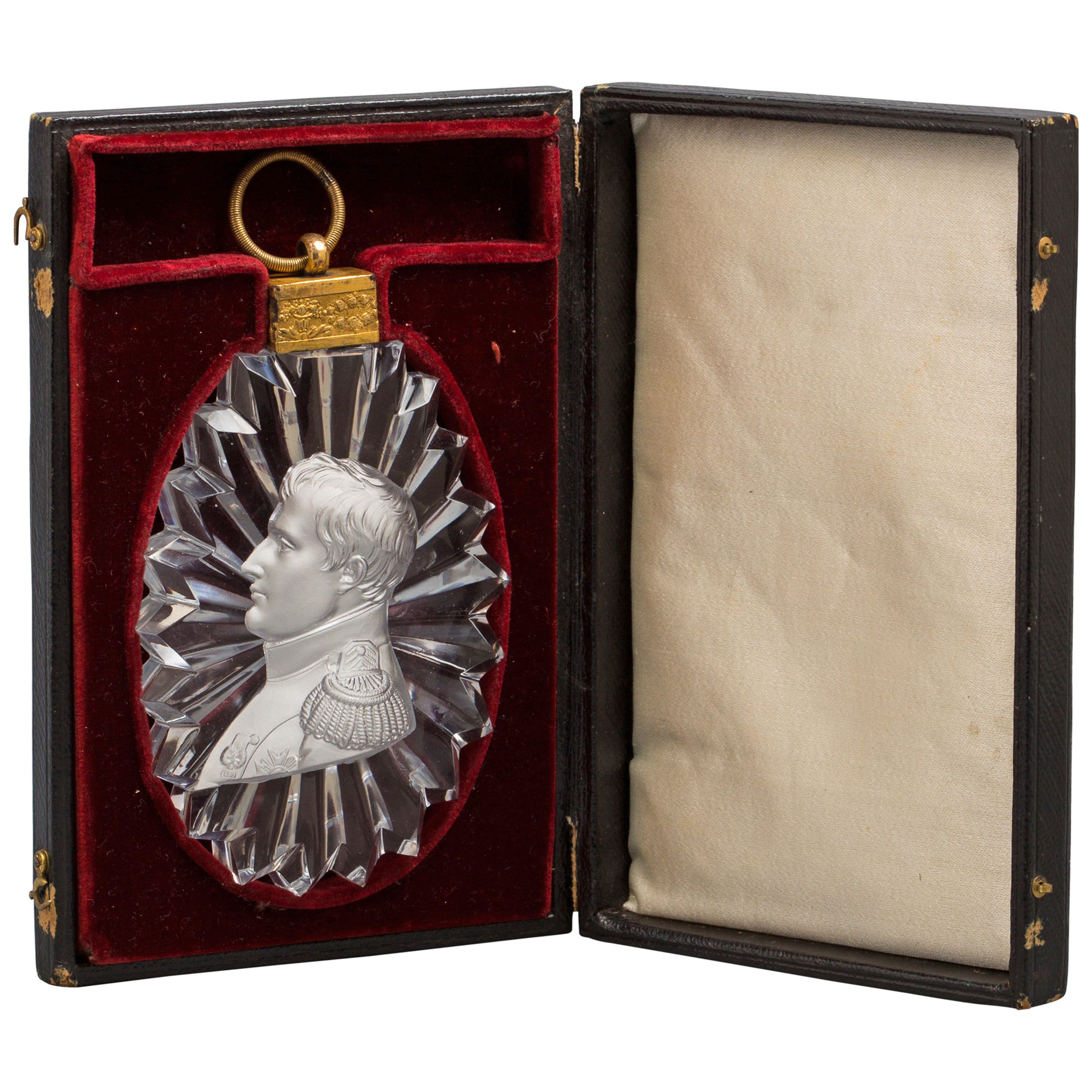 Bronze and Glass Pendant with Sulphide of Napoleon, French, circa 1810