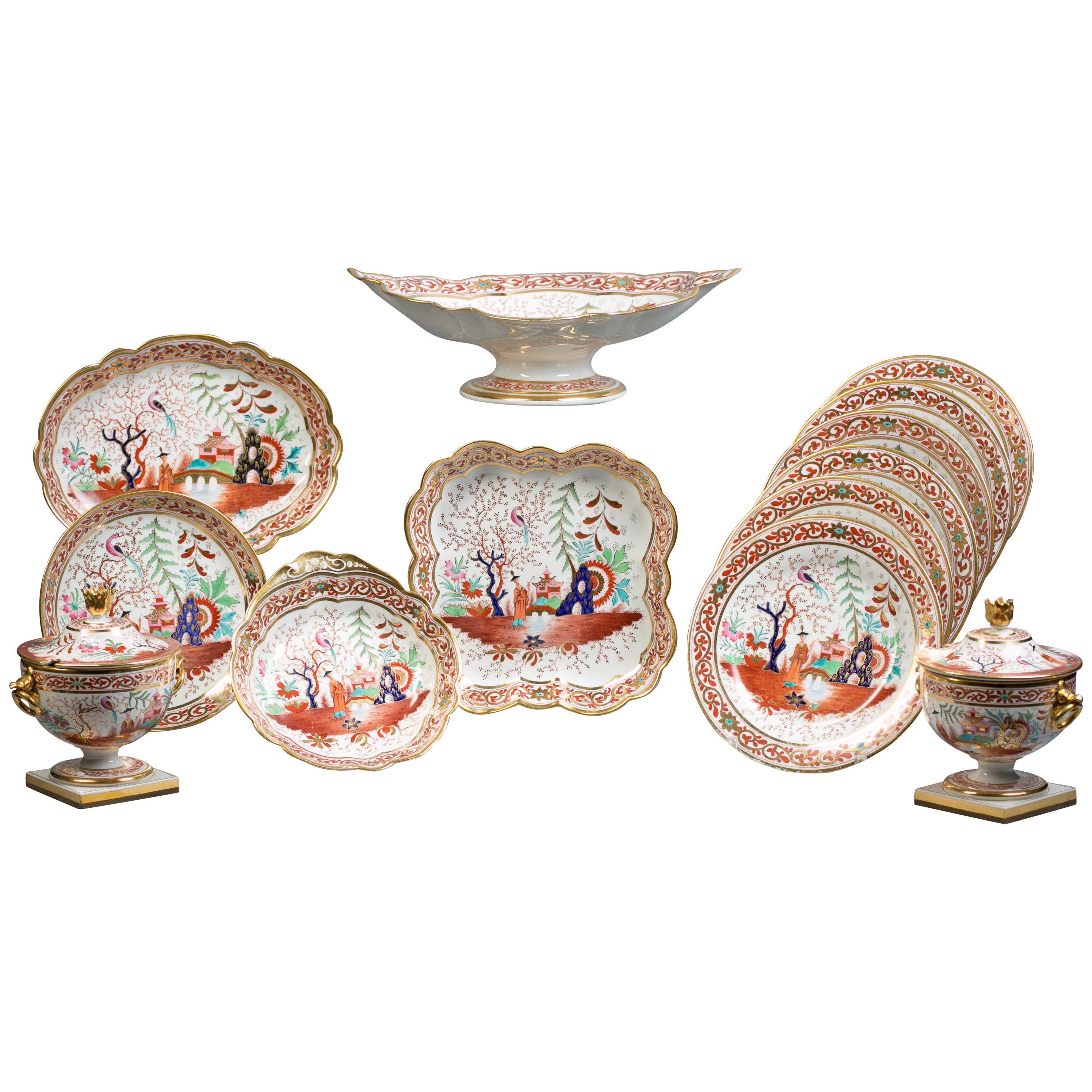 English Flight Barr and Barr Porcelain Dessert Service, circa 1815