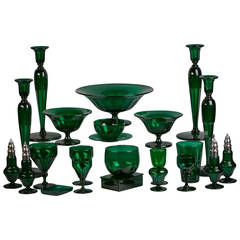 Large English Emerald Green Glass Service, circa 1880 10