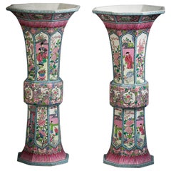 Antique Pair of Famille Rose Vases, French, circa 1880