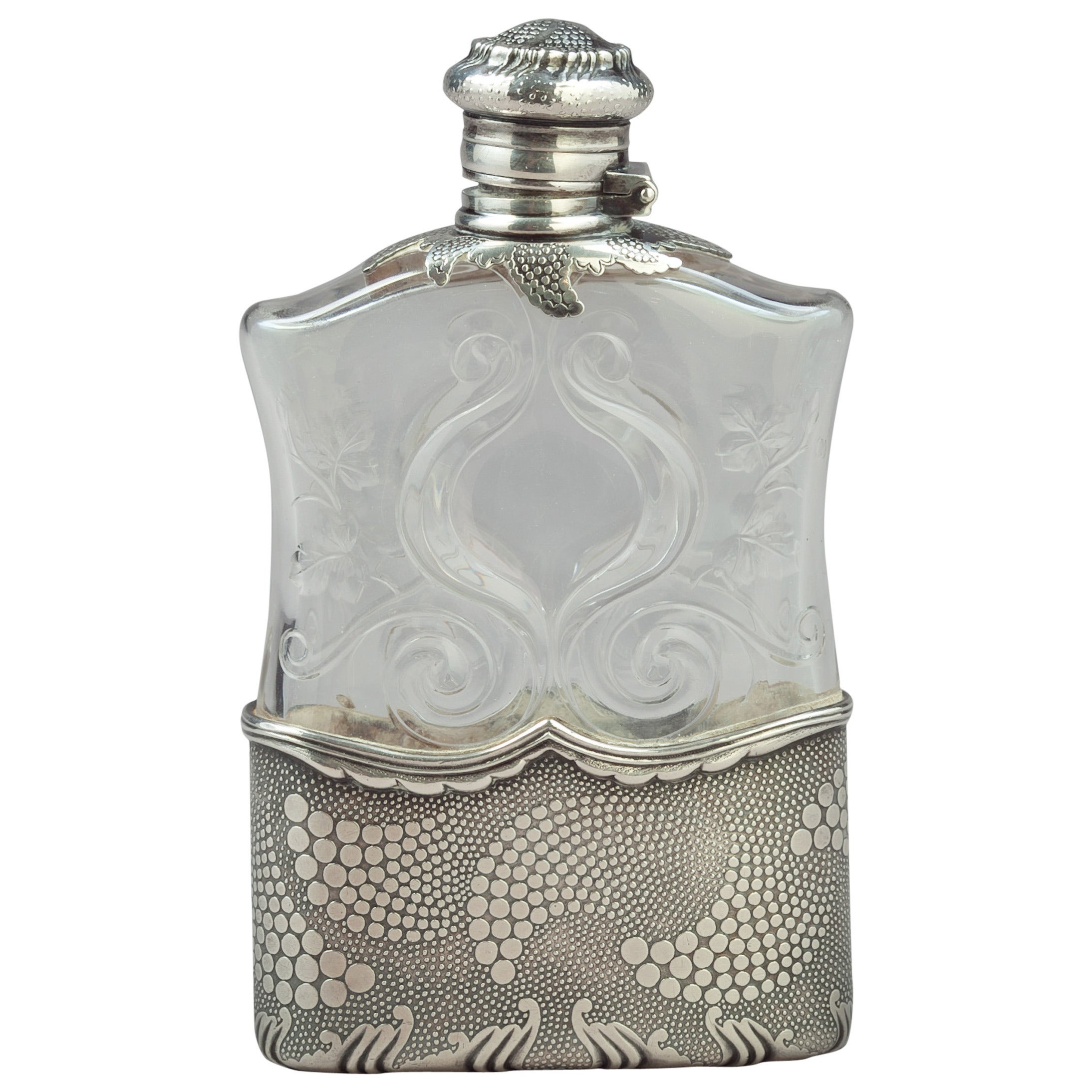 Sterling Silver and Crystal Flask, Tiffany and Co., 1893