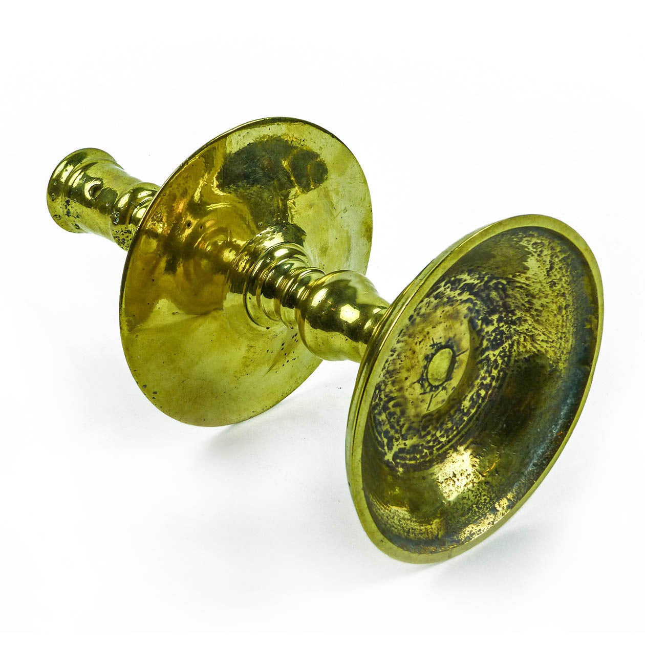 Heavy Dutch Brass Mid-Drip “Heemskerk” Candlestick, circa 1675