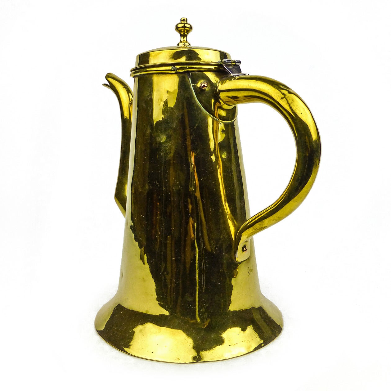 Rare English Brass Skirt Base Coffee Pot, circa 1790