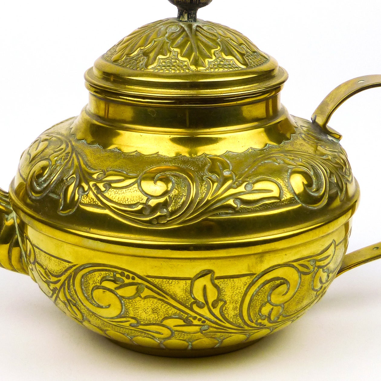 Decorated French Brass Tea Pot, circa 1850