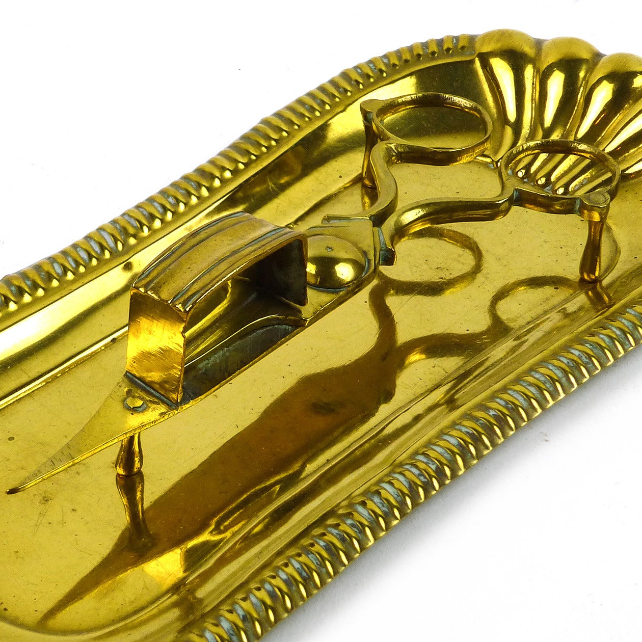 English brass snuffer and tray, circa 1850.