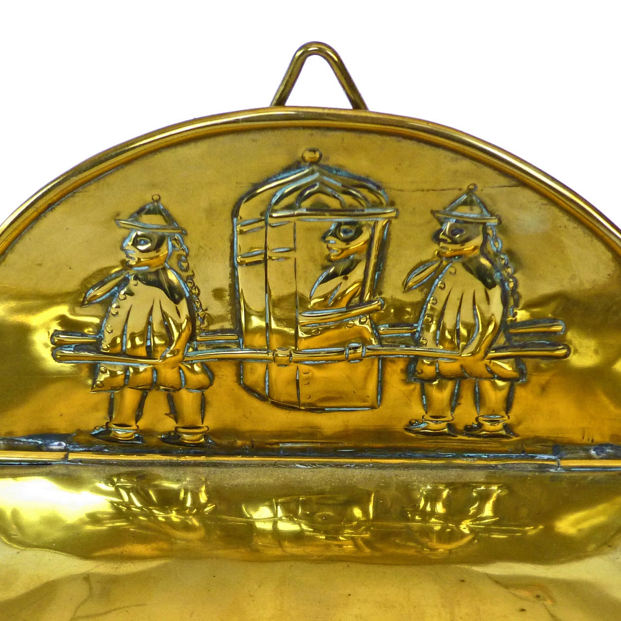 Small Dutch brass candle box, circa 1875.