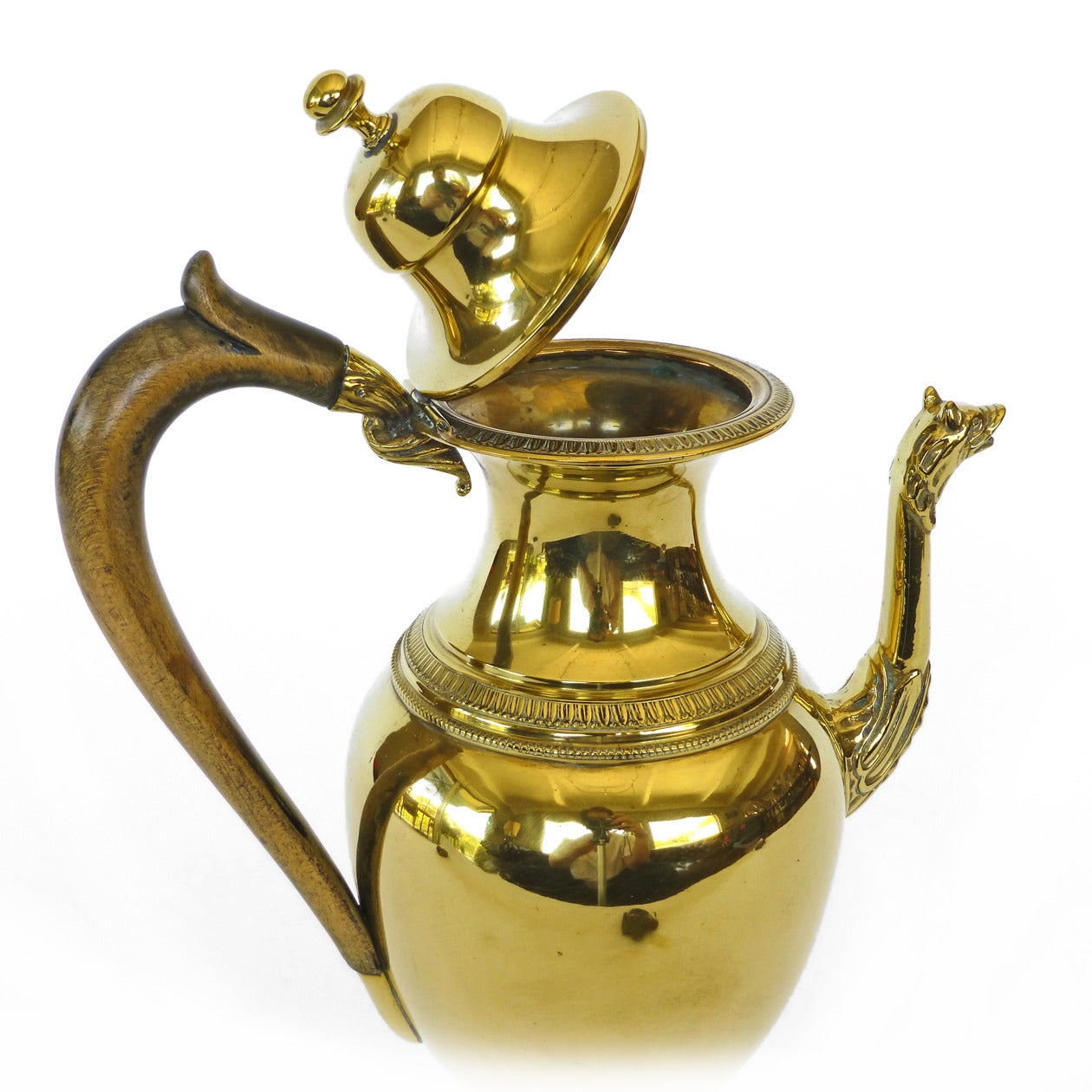 French Brass Coffee Pot, circa 1865 In Good Condition For Sale In Ambler, PA