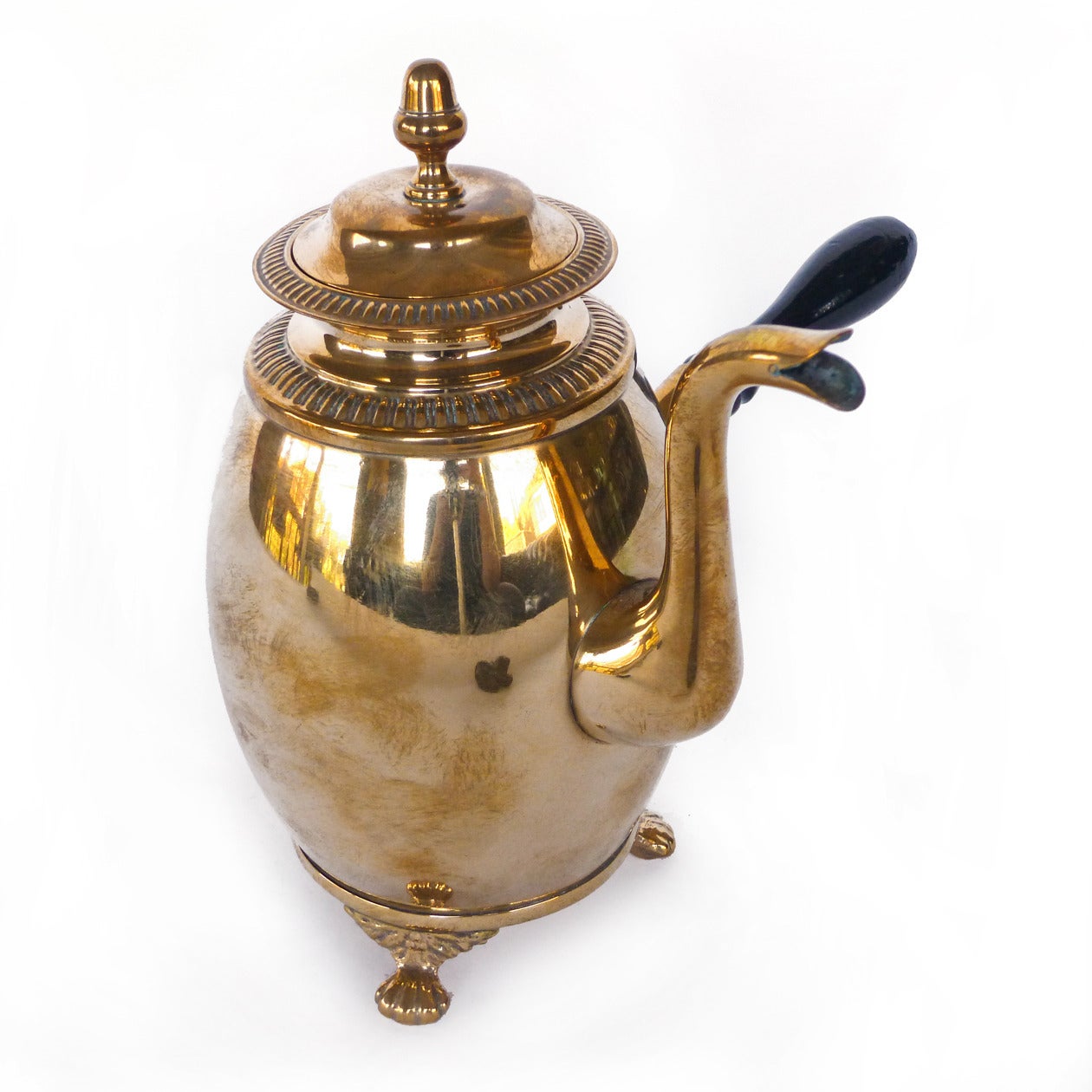 Swedish brass coffee pot signed SB, circa 1825.