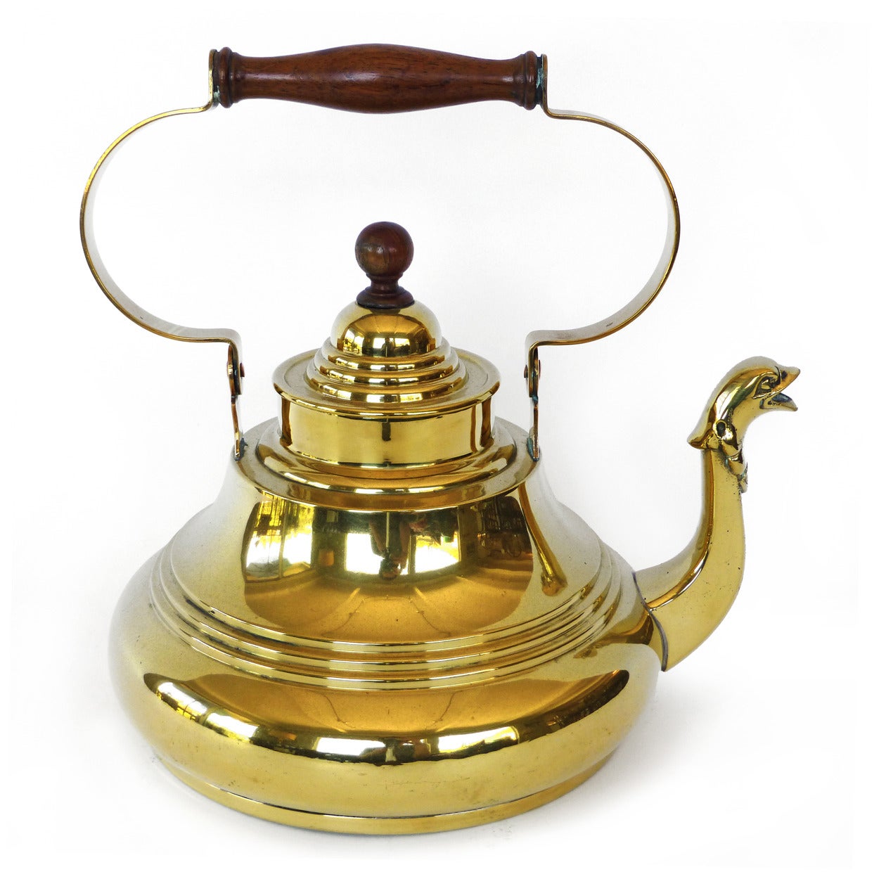 Dutch Brass Tea Kettle with Swing Handle and Cast Serpent Spout, circa 1725 In Good Condition In Ambler, PA