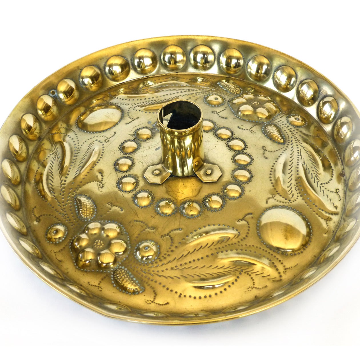 Mid-19th Century Signed Swedish Brass Chamberstick, circa 1850 For Sale