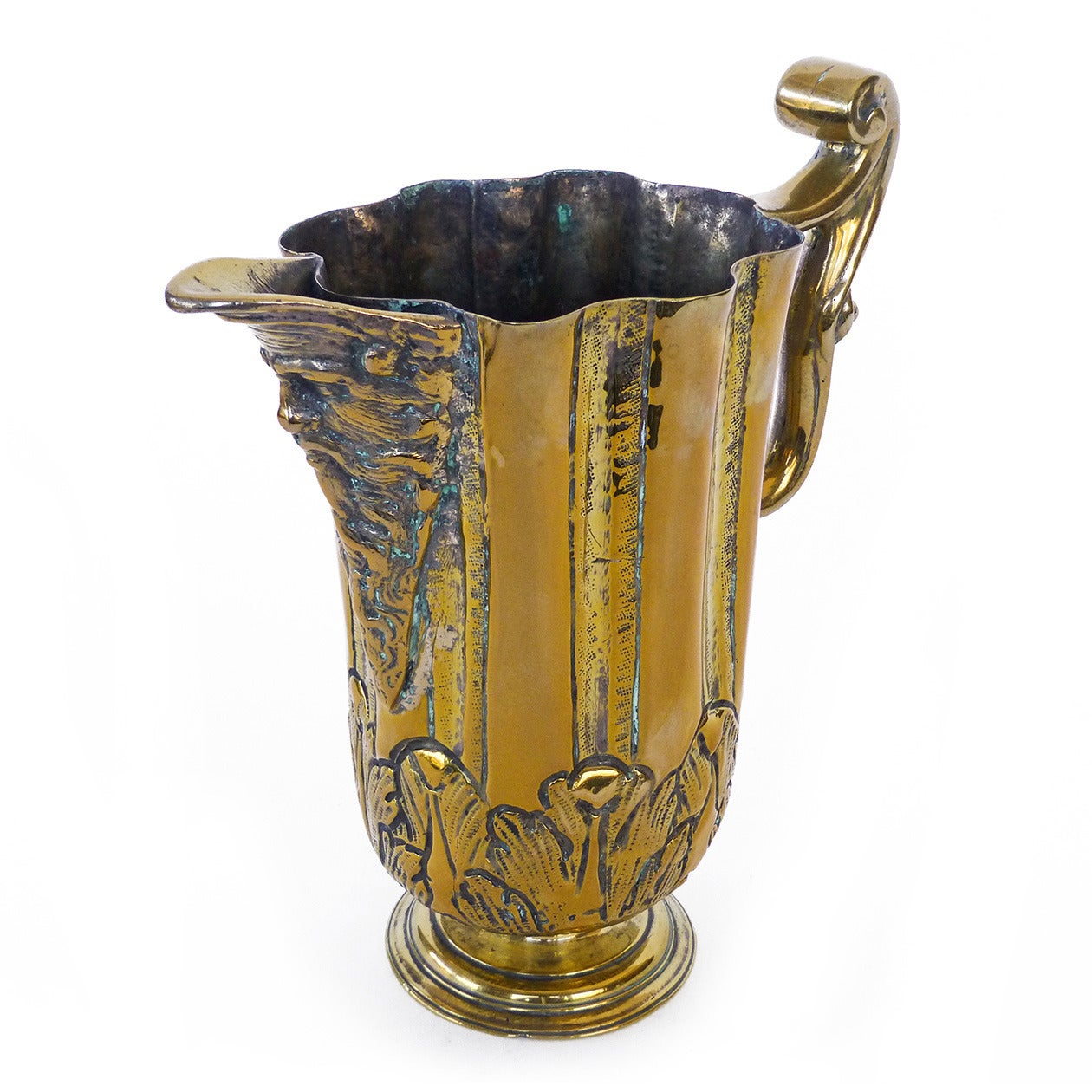 Iberian Silver Form Brass Ewer or “Jarro De Pico, ” circa 1600 In Good Condition For Sale In Ambler, PA