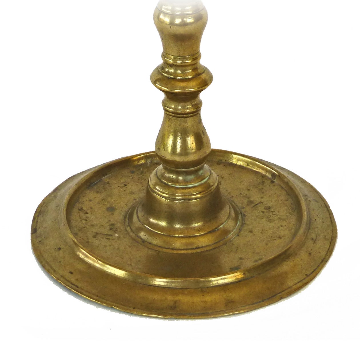Rare Single French Pillar Brass Candlestick, circa 1525 at 1stDibs