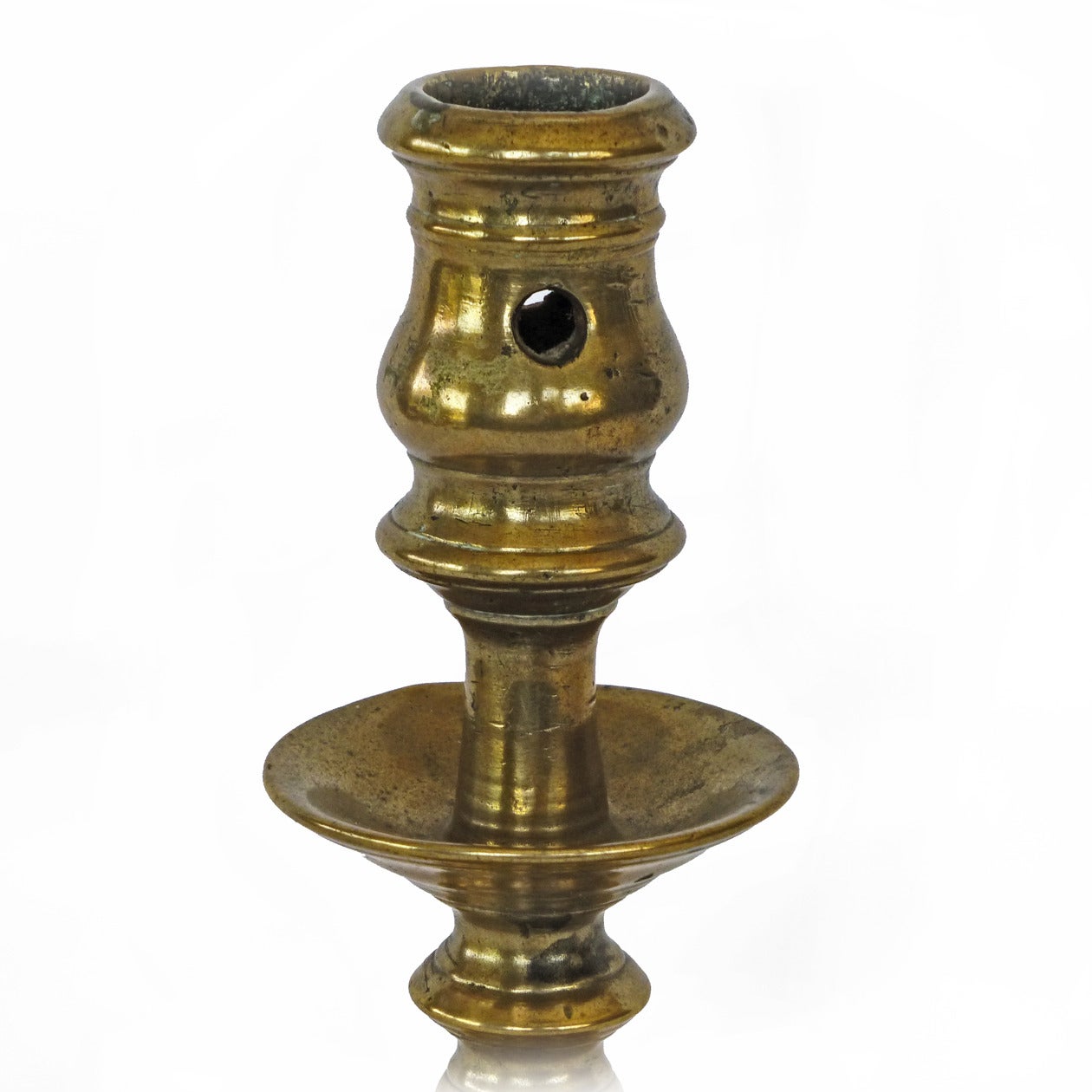 Rare Single French Pillar Brass Candlestick, circa 1525 at 1stDibs