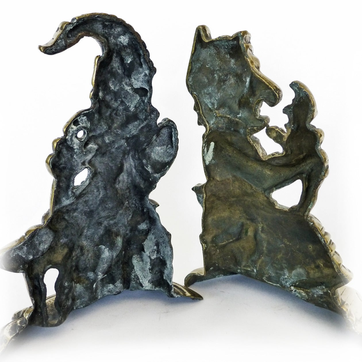Late 19th Century Pair of English Brass Punch and Judy Doorstops, circa 1880 For Sale