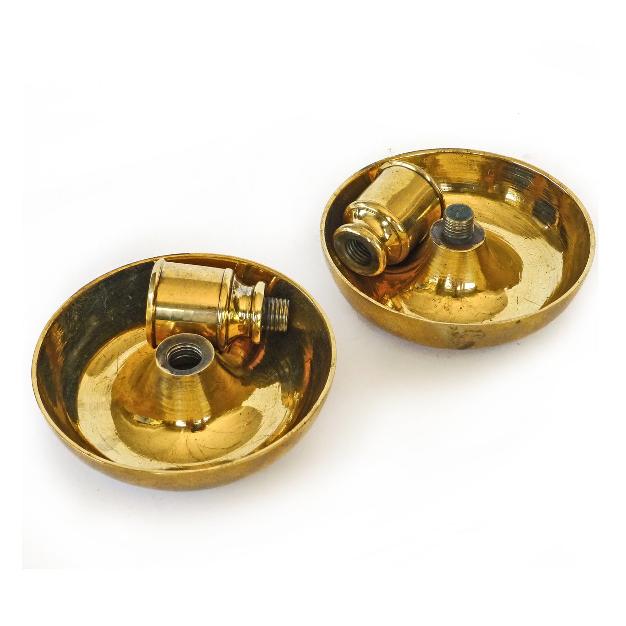 English Brass “Brighton Buns” Travelling Candlesticks Circa 1800. Cast