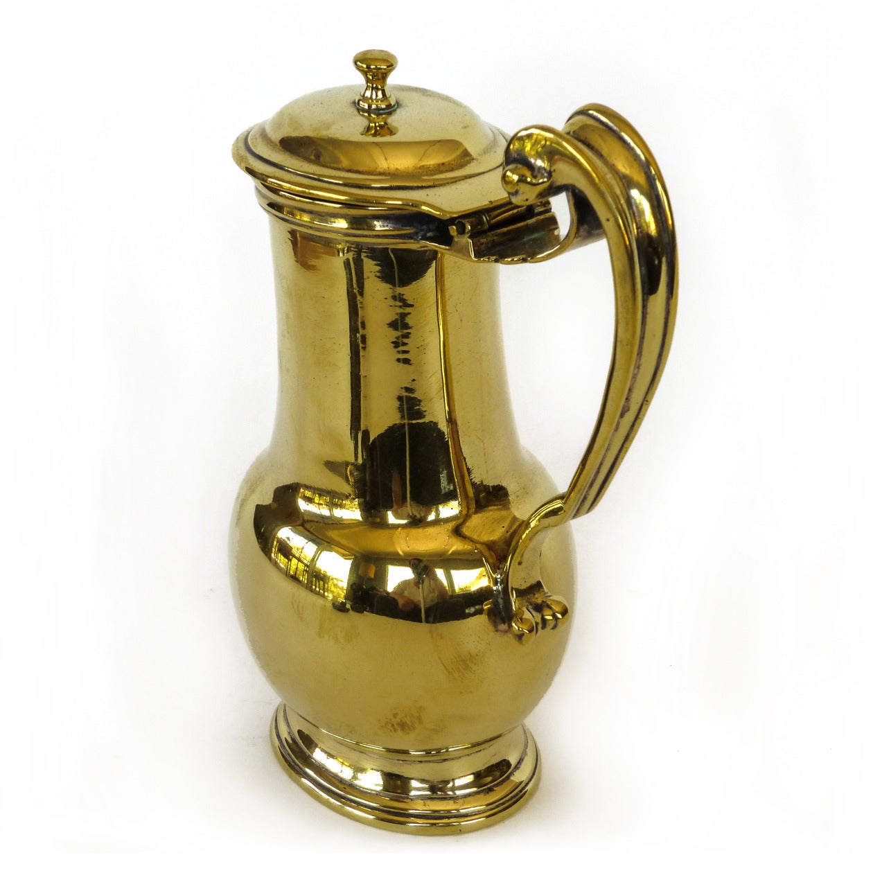 French Brass “Silver Form” Hot Water or Shaving Ewer. Ex “Casimir Collection” Circa 1725.
